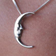 Load image into Gallery viewer, Handmade sterling silver necklace Austin Texas metalsmith fabrication celestial minimal elegant everyday witchy jewelry