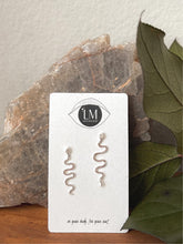 Load image into Gallery viewer, Handmade snake earrings sterling silver everyday wear hand fabricated Austin Texas