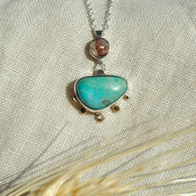 Load image into Gallery viewer, Champagne turquoise diamond necklace sterling silver 14k handmade Austin Texas