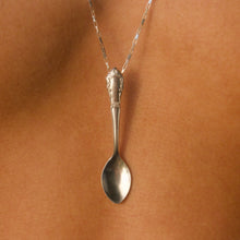 Load image into Gallery viewer, silver spoon minimal necklace what&#39;s the scoop Austin Texas artist metalsmith fabrication jeweler
